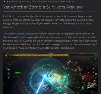 My preview of Yet Another Zombie Survivors for GameGrin